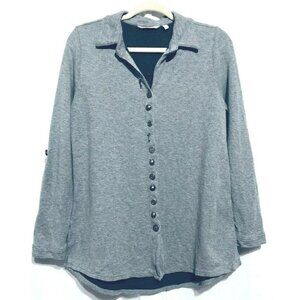 Soft Surroundings Sydney Shirt Button Up Blouse Gray Womens Size Small